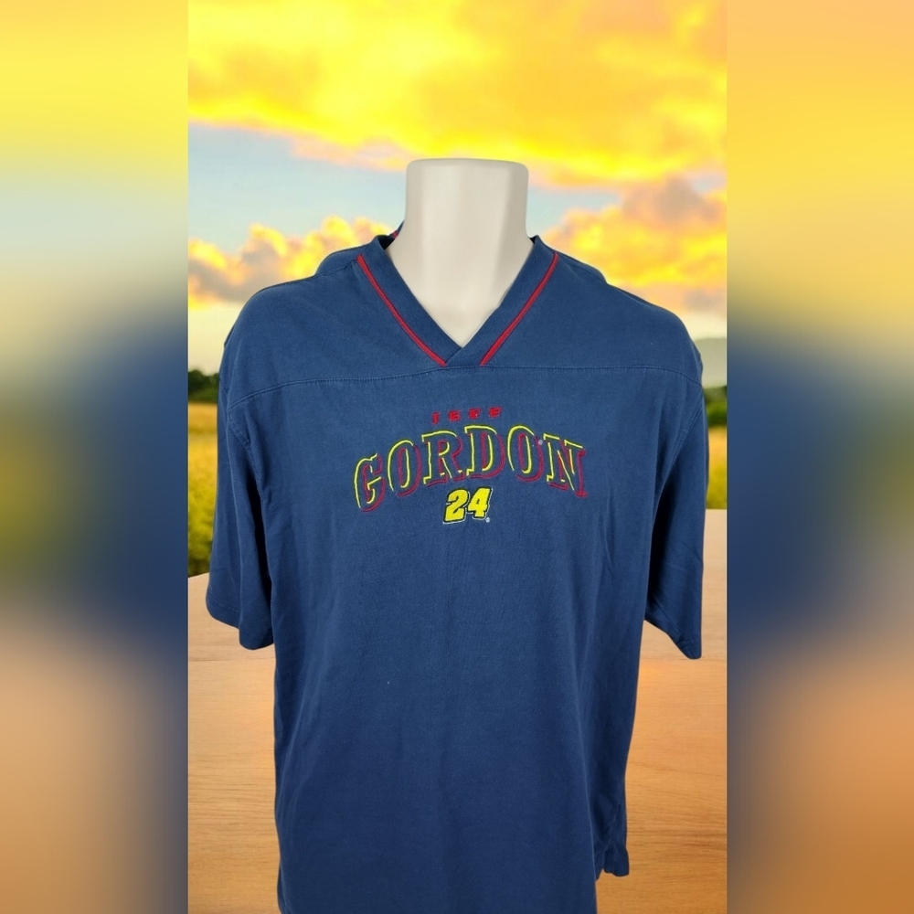 Jeff Gordon #24 NASCAR Mens Large Shirt Embroidered Stitching Racing track Chase